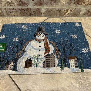 Christmas House Tapestry Placemats Snowman And House Set Of 5 19x13